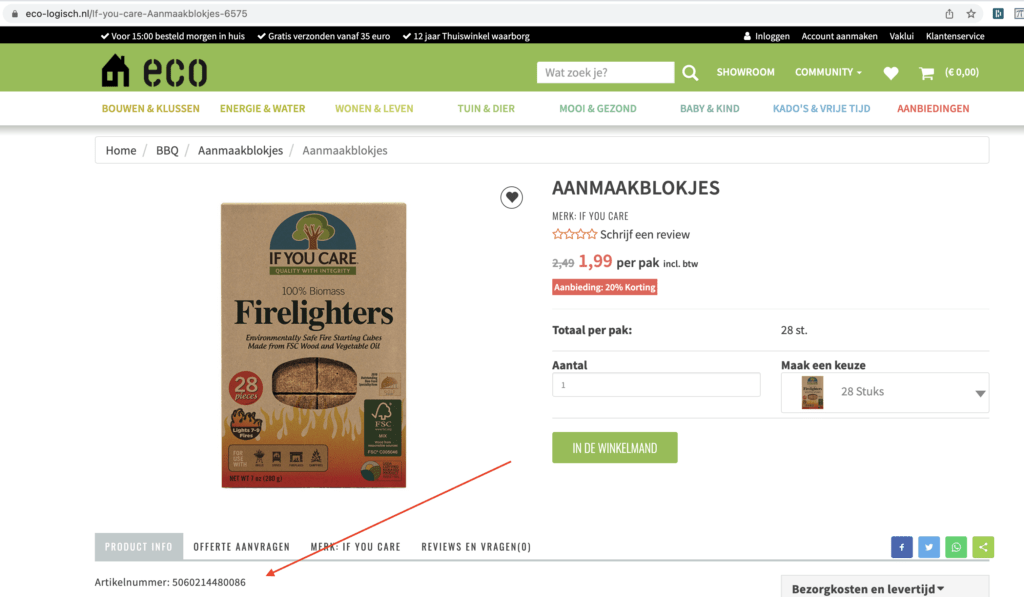 Ecologisch Artikelnummer