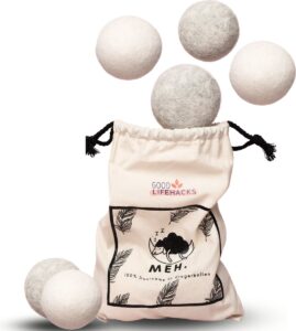Good lifehacks Nieuw-Zeelandse Drogerballen - Wasbollen - Droogballen - Set van 6 - Droger Ballen - 100% Merinowol - Wit & Grijs