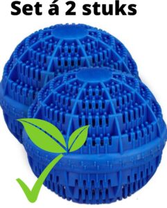 V&P Wasbol set van 2 - wasbal - keramische balletjes - blauw - wasmachine reiniger - wasmachine - zonder gebruik van wasmiddel